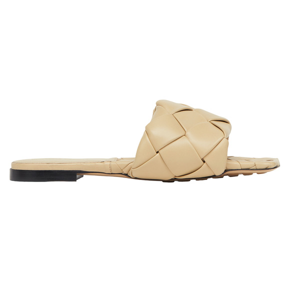 Bottega Veneta Lido Flat Slides Cane Sugar Beige Intrecciato Leather Sandal 37.5 - Picture 1 of 12